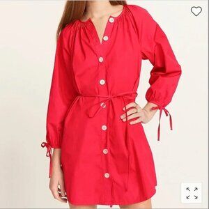 J. Crew Tie-sleeve button-front dress in red